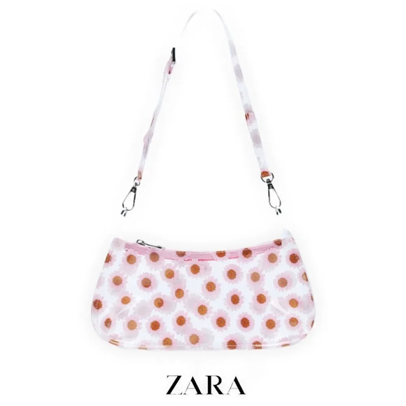 ZARA | VINYL SHOULDER BAG WITH FLORAL PRINT - Picture 1 of 8
